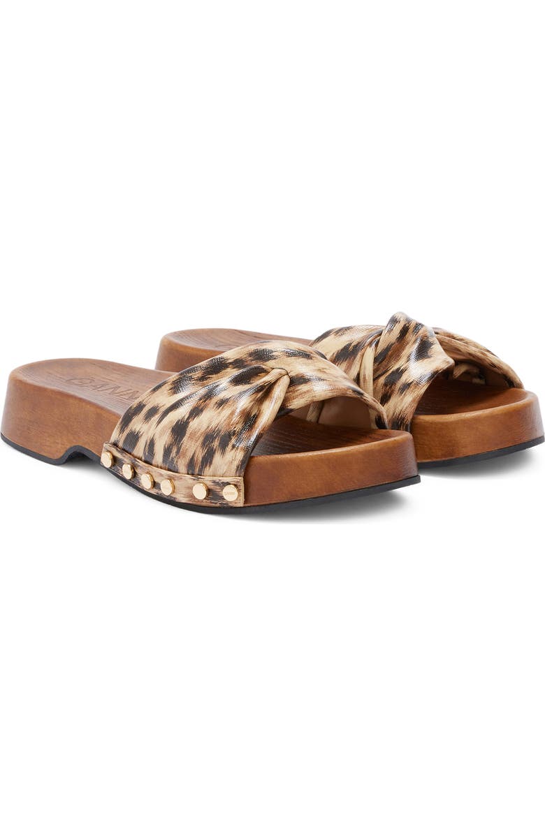 Ganni Tia Fairy Platform Slide Sandal, Main, color, Argan Oil