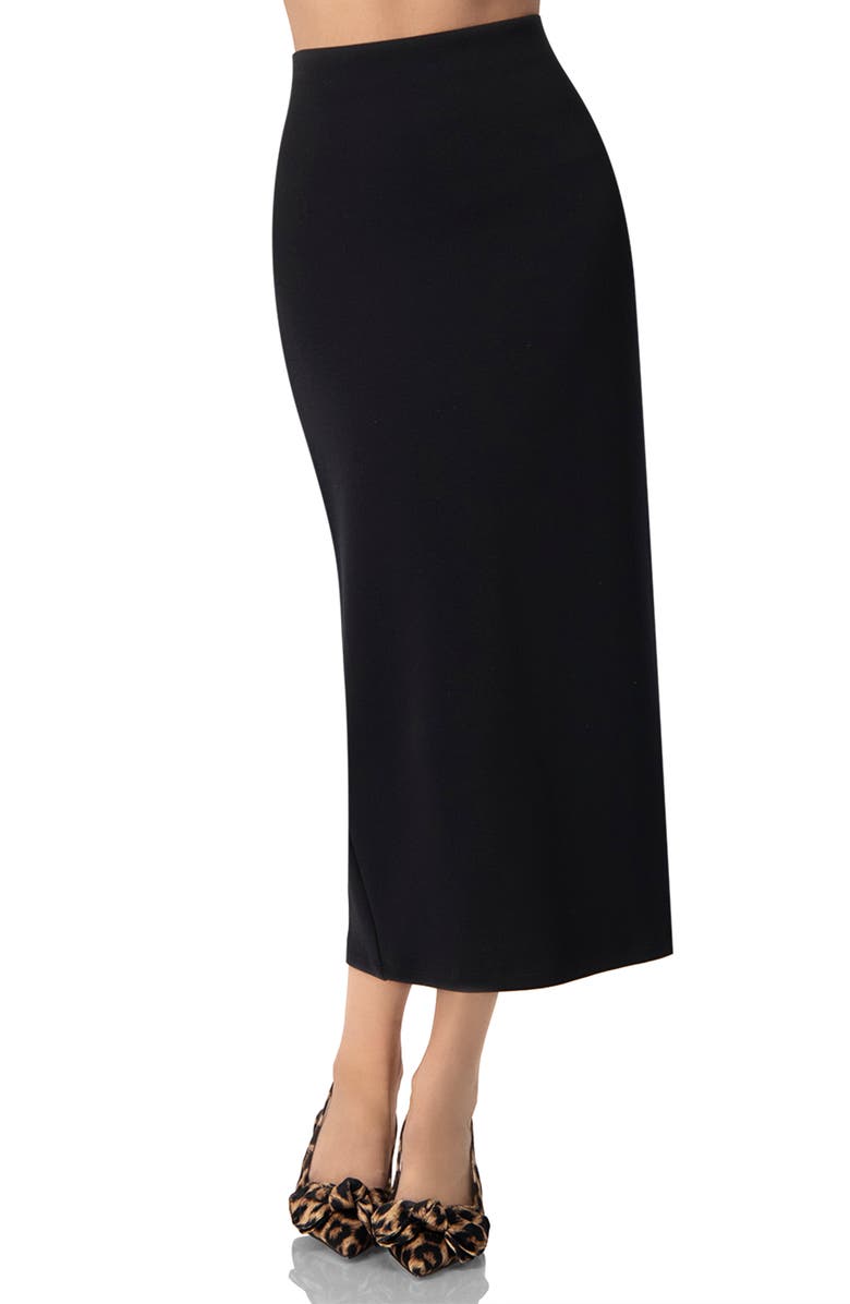 IVONNE Black Midi Skirt, Main, color, 
