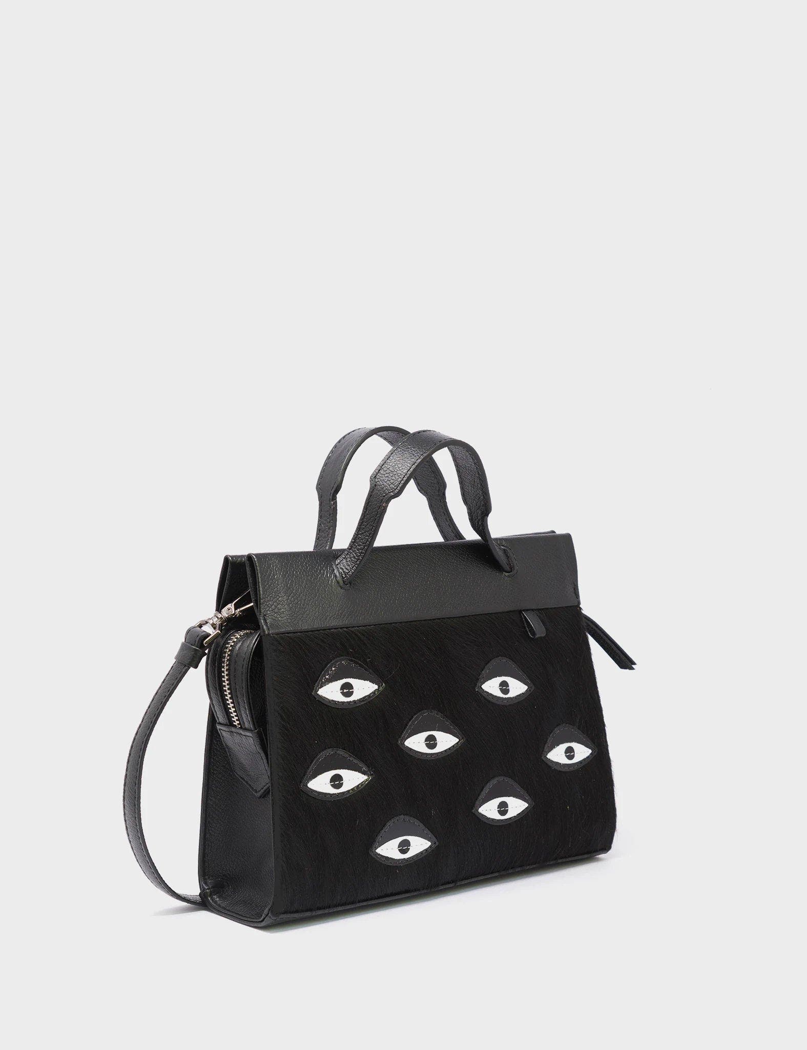 MIN & MON Vali Crossbody Small Leather Bag - Eyes Applique Adjustable Handle, Alternate, color, 