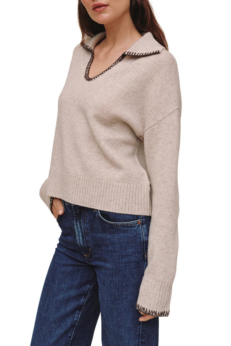 Contrast Stitch Merino & Cashmere Sweater, Alternate, color, CHALET