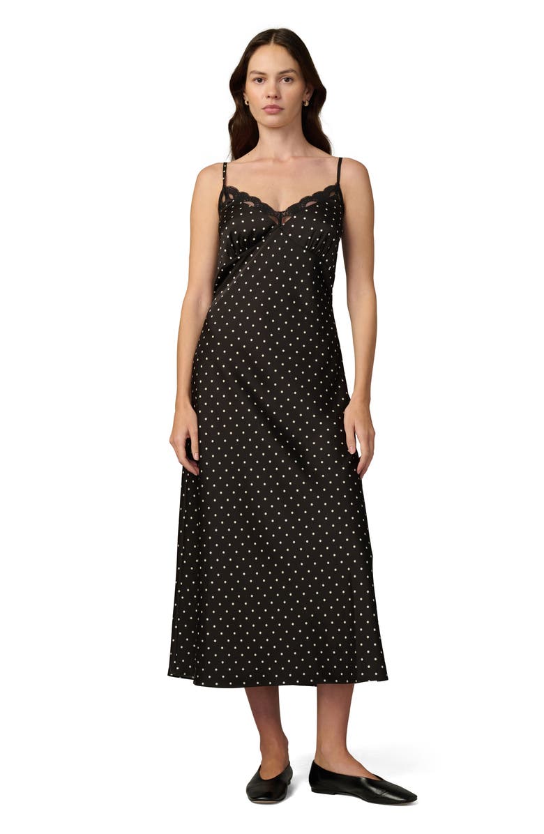 Joe's The Ines Polka Dot Midi Slipdress, Alternate, color, Black Polka Dot