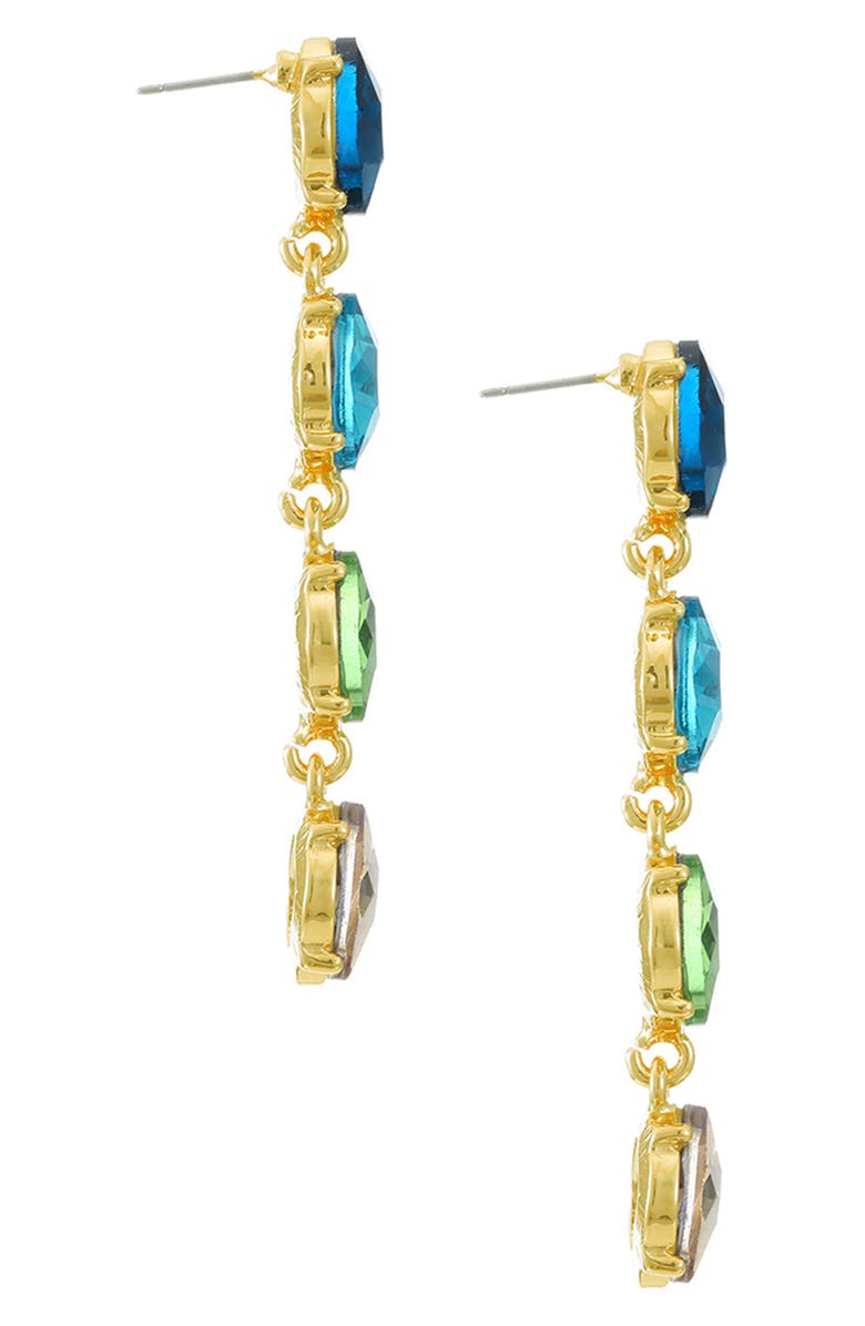 Ettika Four the Money Crystal Drop Earrings, Alternate, color, Blue