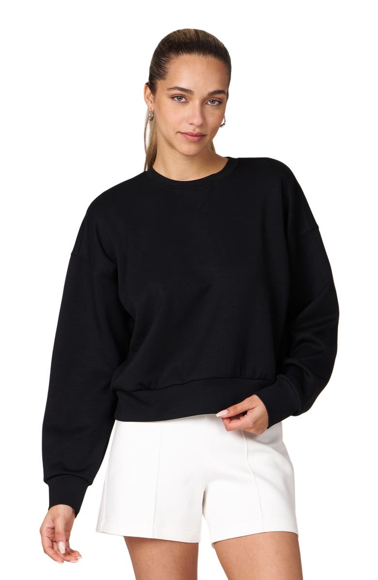 Rebody Active Essential Scuba Knit Crewneck Sweatshirt, Alternate, color, Black