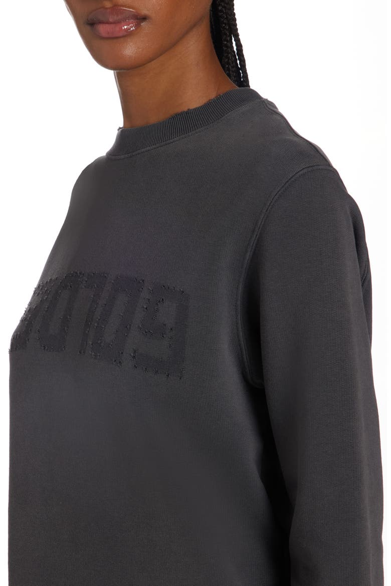 Upside Down Logo Long Sleeve Cotton Sweatshirt Dress, Alternate, color, DISTRESSED ANTHRACITE