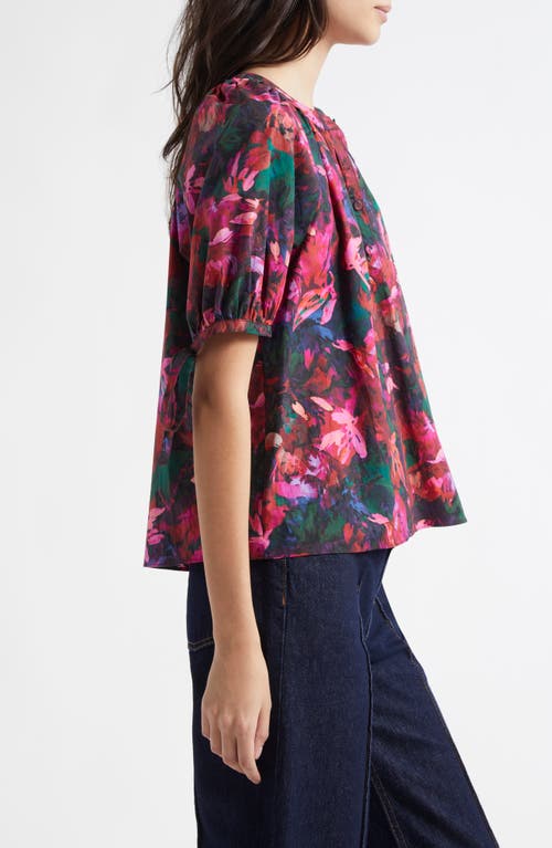 ULLA JOHNSON ULLA JOHNSON VIENNE FLORAL PRINT PUFF SLEEVE TOP 