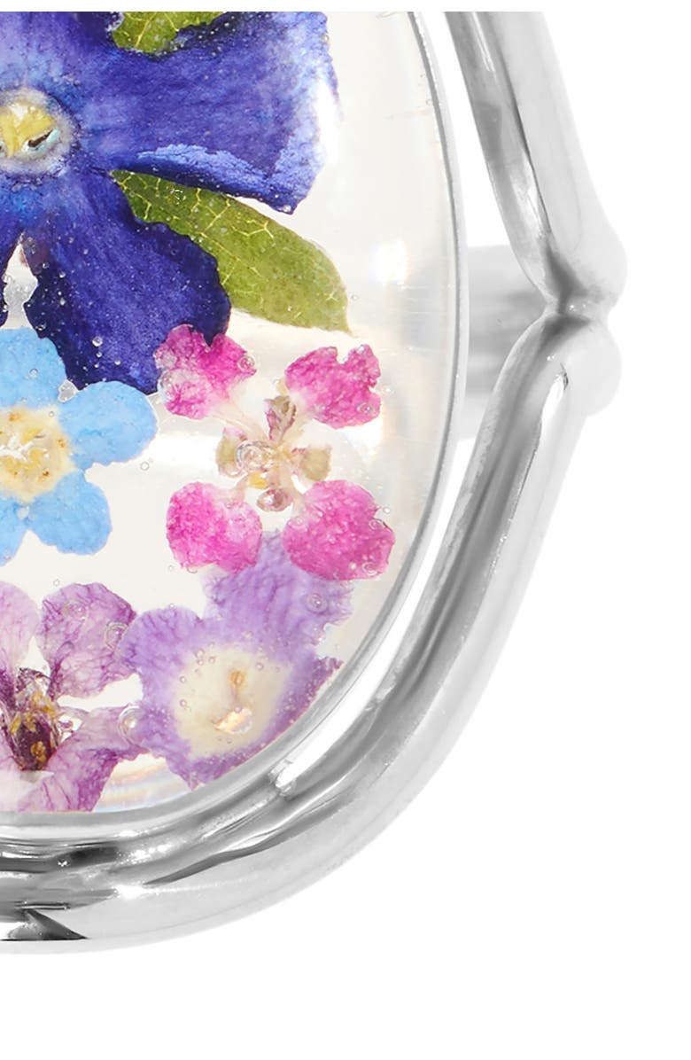 ATHRA LUXE Dried Flowers Oval Ring, Alternate, color, Silver