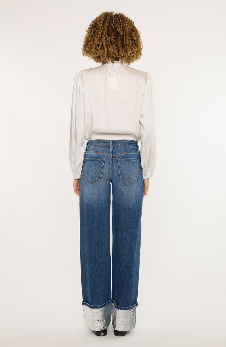 KanCan Vivianne Mid Rise Wide Leg Jeans, Alternate, color, Medium Wash