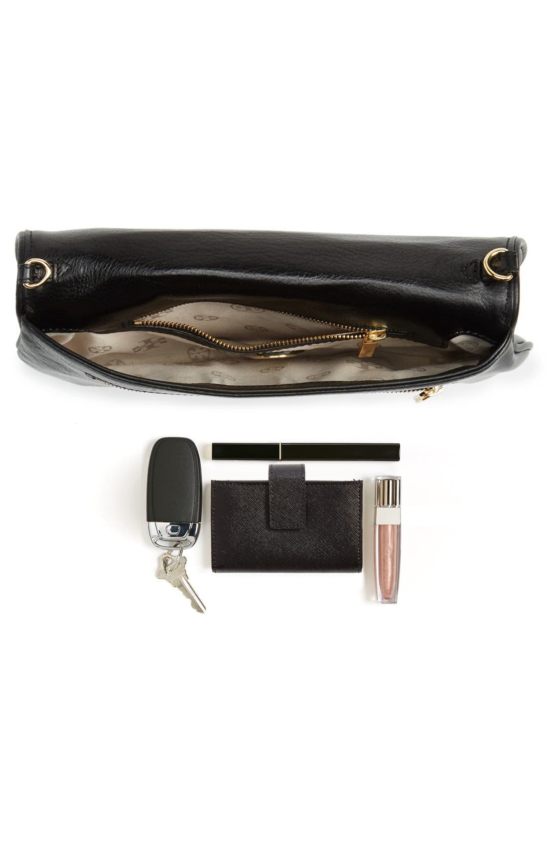 Tory Burch Logo Flap Clutch, Alternate, color, 