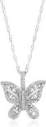 Donatello Gian Sterling Silver Moissanite Butterfly Pendant Necklace