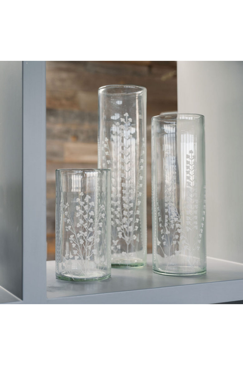 Etched Glass Tall Vases & Candleholders, Alternate, color, Glass