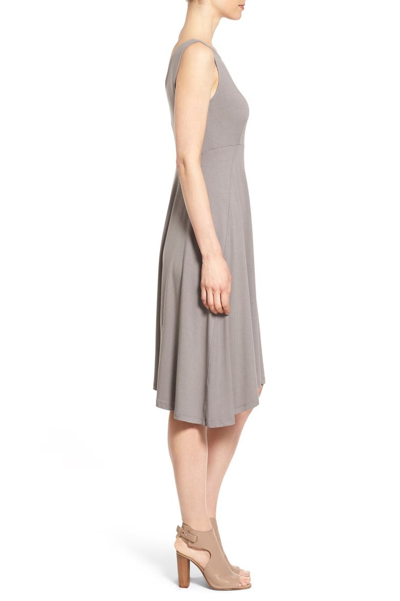 Jersey Bateau Neck Fit & Flare Dress, Alternate, color, SMOKE