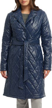 BADGLEY MISCHKA Quilted Faux Leather Trench Coat