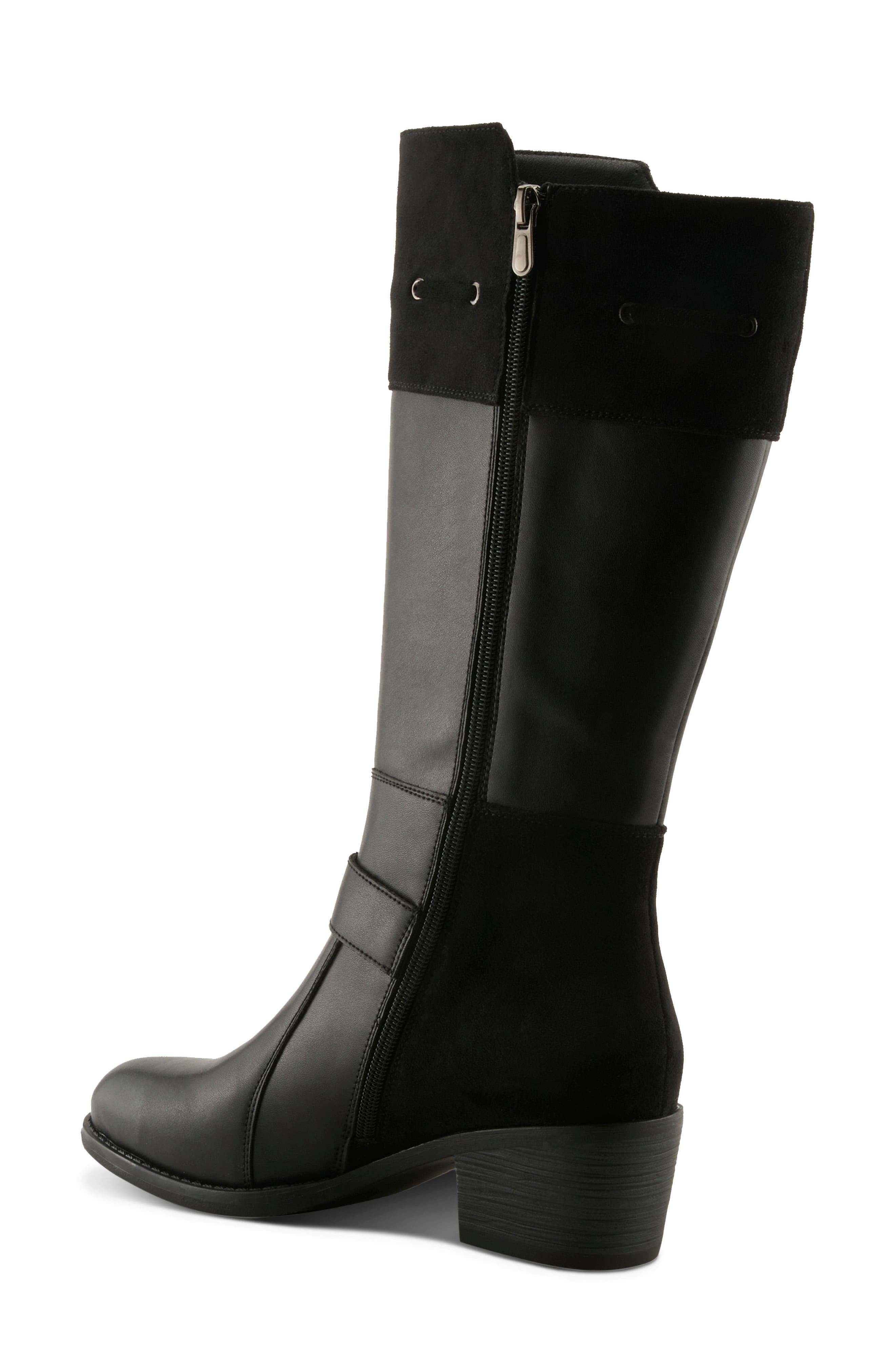Velandra Leather Boot, Alternate, color, BLACK