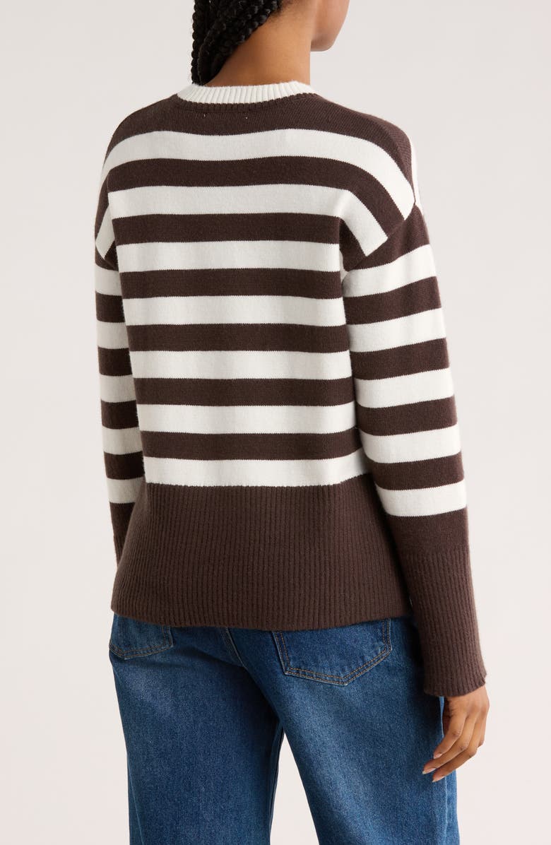 Vigoss Stripe Side Slit Sweater, Alternate, color, Chocolate