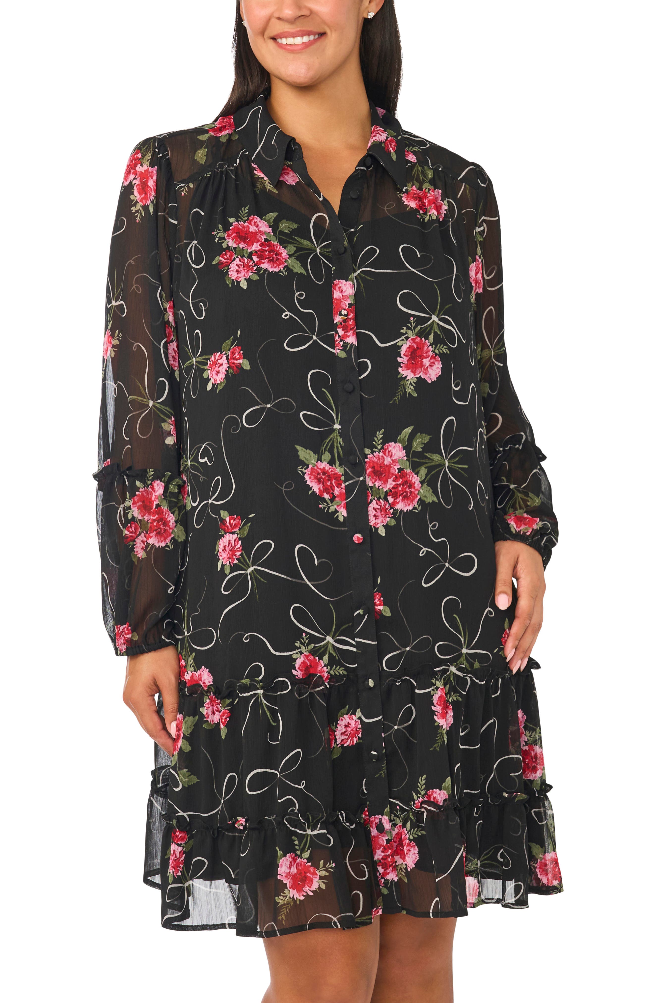 CeCe Ruffle Tiered Shirtdress (Women) | Nordstrom