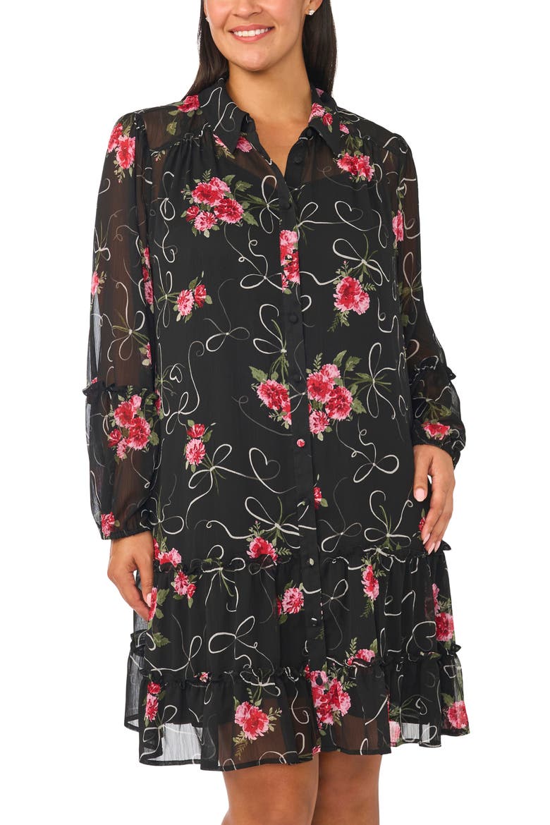 Ruffle Tiered Shirtdress, Alternate, color, RICH BLACK