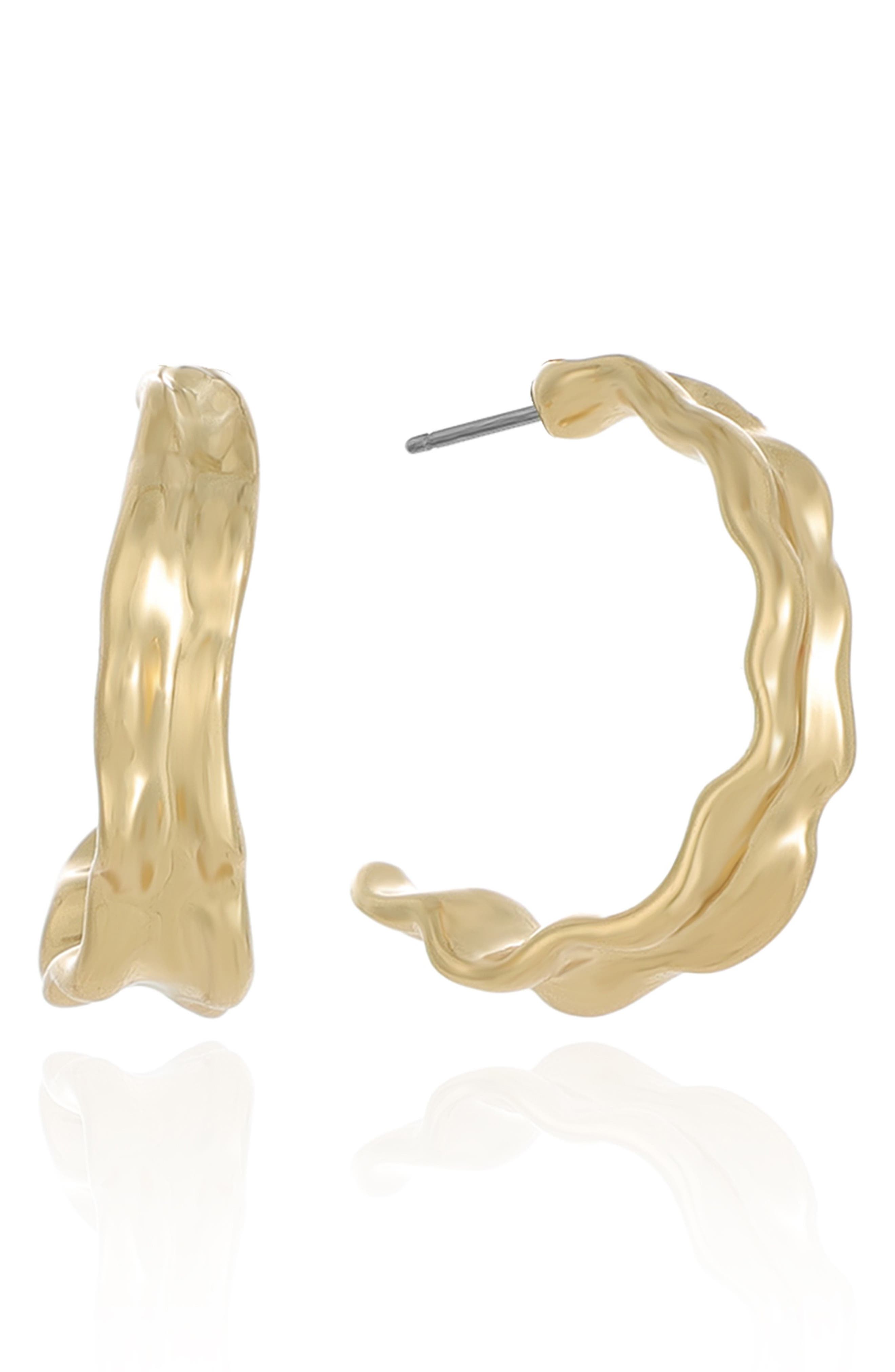 Ettika Hammered Hoop Earrings