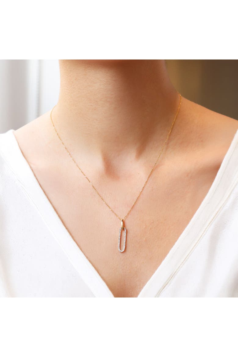 Diamond Paperclip Necklace, Alternate, color, Yellow Gold