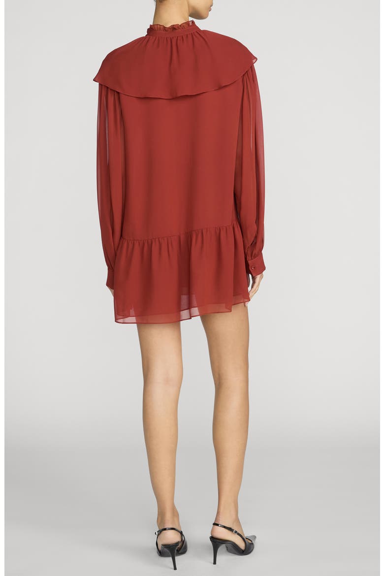 The Soire Long Sleeve Silk Minidress, Alternate, color, PAPRIKA