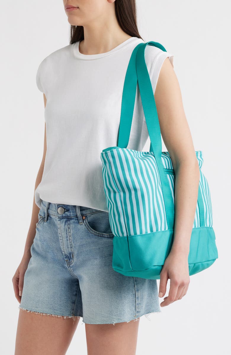 DOCK AND BAY Stripe Canvas Beach Bag, Alternate, color, Pastel Pier