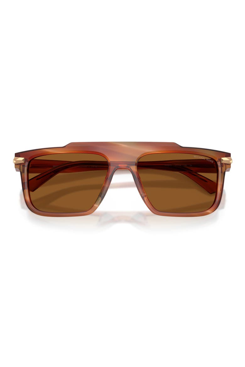 Boston 57mm Square Sunglasses, Alternate, color, BROWN HORN / AMBER MONO