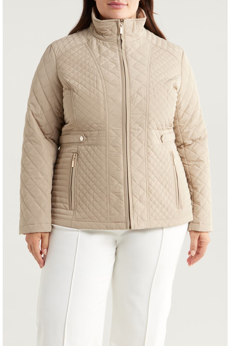 Water Resistant Quilted Jacket, Main, color, RATTAN