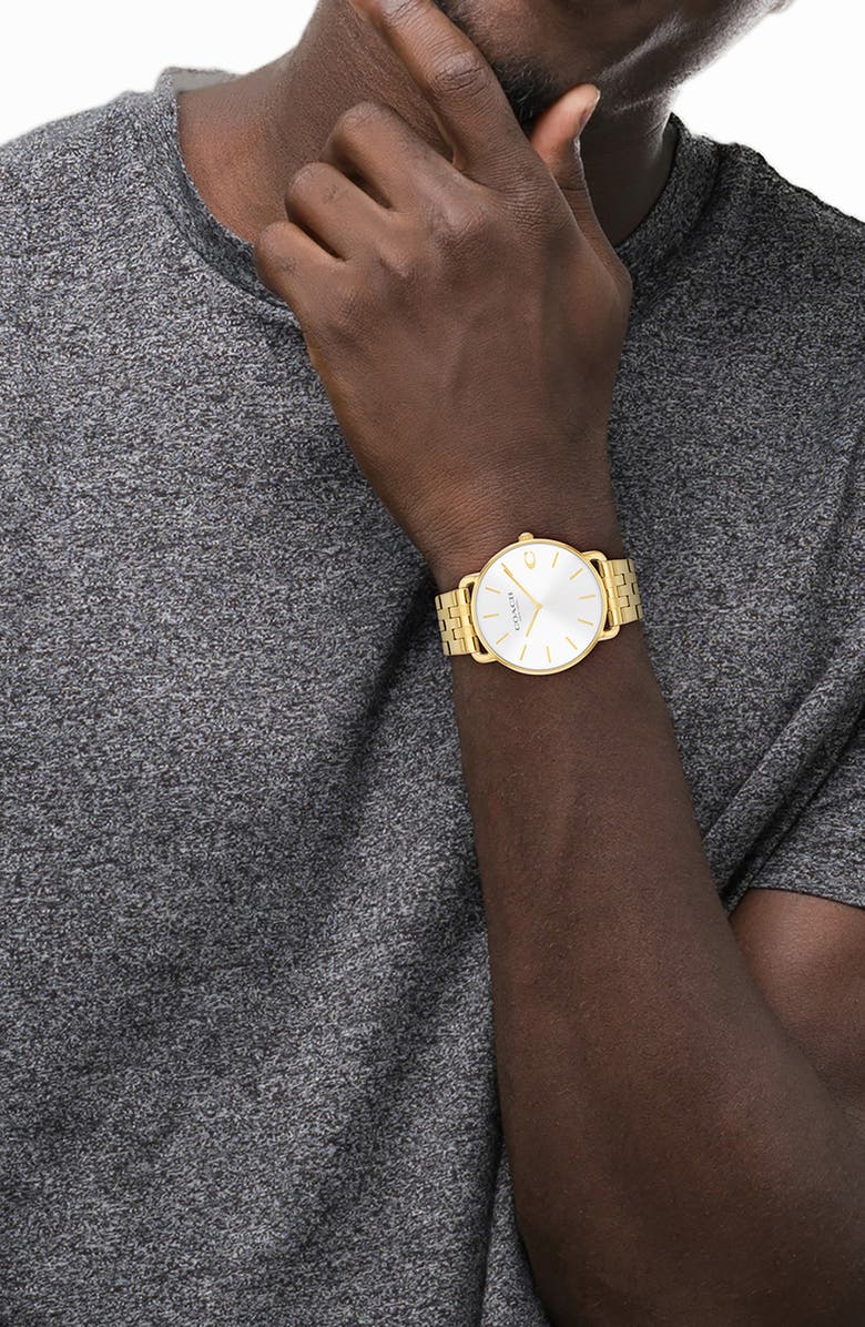 COACH Elliot Bracelet Watch, 43mm, Alternate, color, Gold/ White