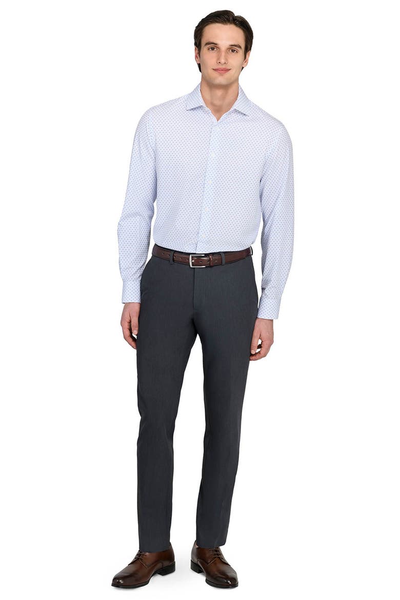 Regular Fit Dash Print Performance Dress Shirt, Alternate, color, WHITE/ BLUE