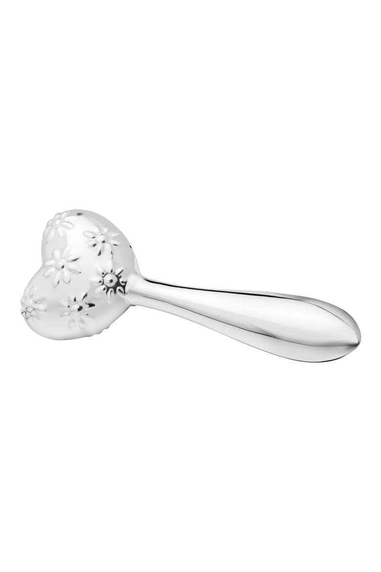 Sterling Silver Heart Rattle, Main, color, SILVER