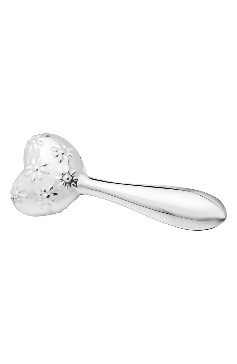 Mignonette Sterling Silver Heart Rattle, Main, color, Silver