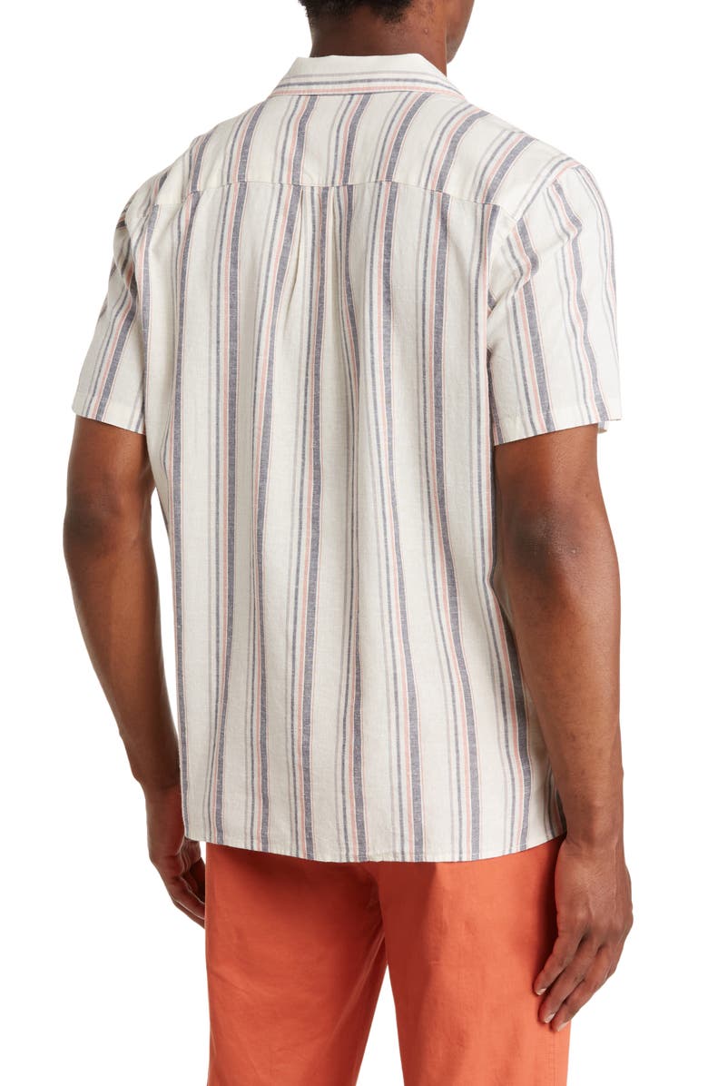 Marine Layer Stripe Short Sleeve Stretch Hemp & Lyocell Button-Up Shirt, Alternate, color,
