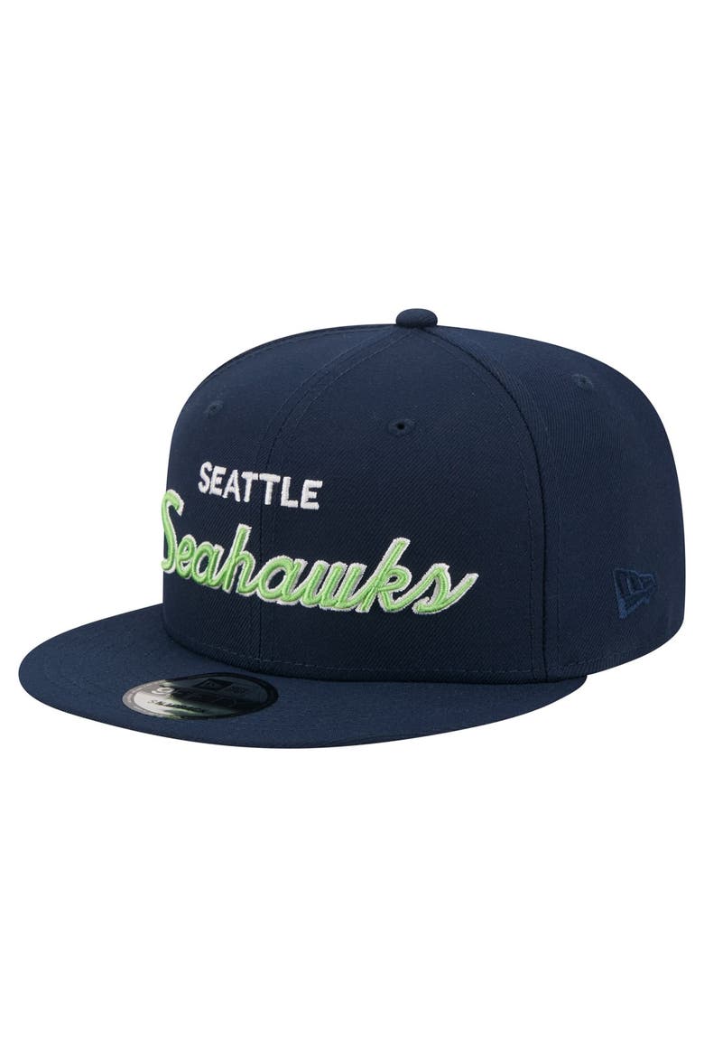 Men's New Era  College Navy Seattle Seahawks Core Team Script 9FIFTY Snapback Hat, Main, color, College Navy