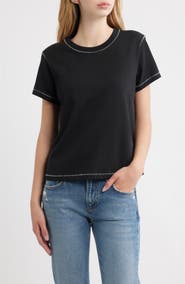 Rails Girlfriend Cotton T-shirt with Contrast Stitching