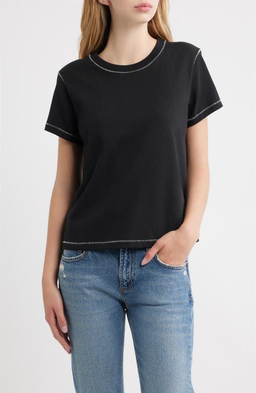 Rails Girlfriend Cotton T-shirt With Contrast Stitching In Black Contrast Stitch
