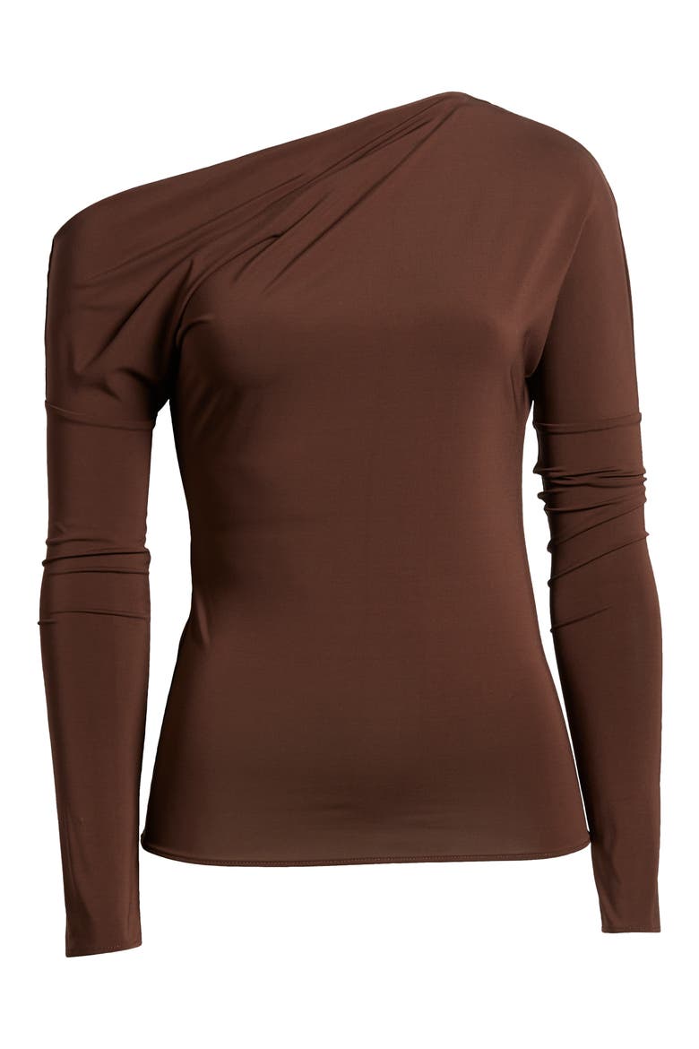 Anya One-Shoulder Knit Top, Alternate, color, CHOCOLATE