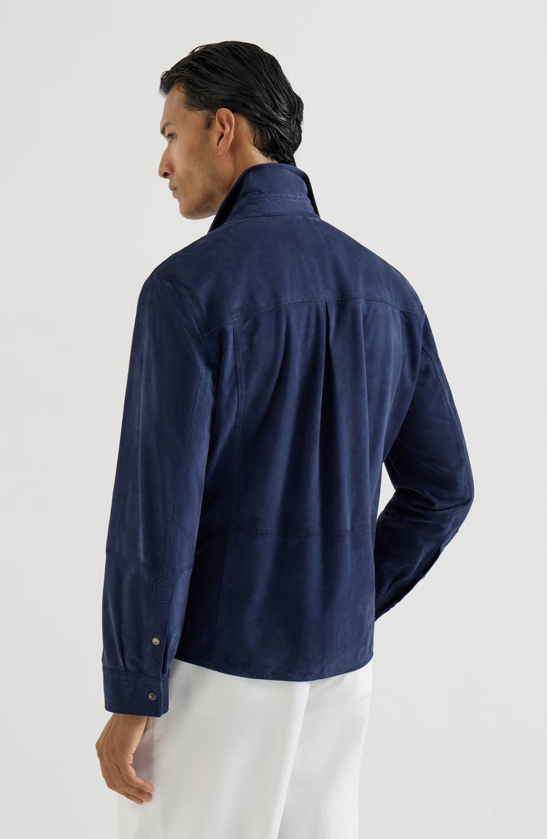 Brunello Cucinelli Suede overshirt, Alternate, color, Ink