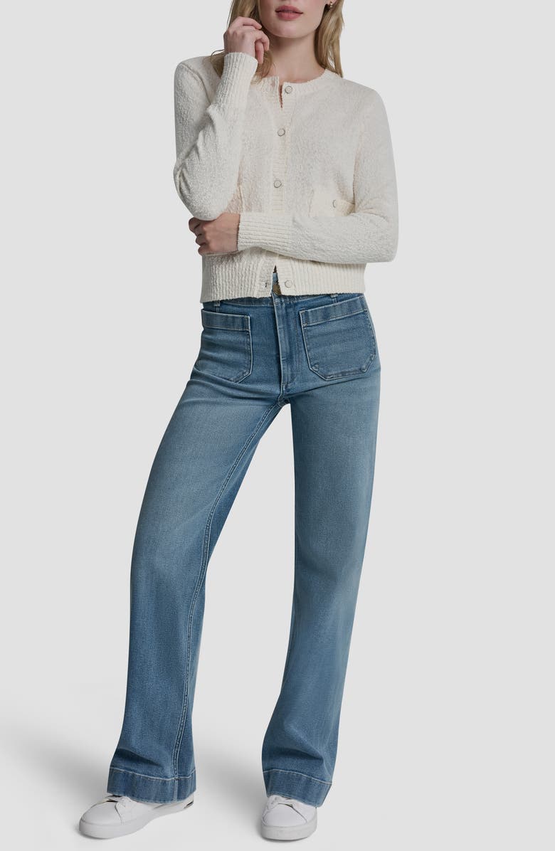 DKNY Jeans Button Front Cotton Cardigan, Alternate, color, White