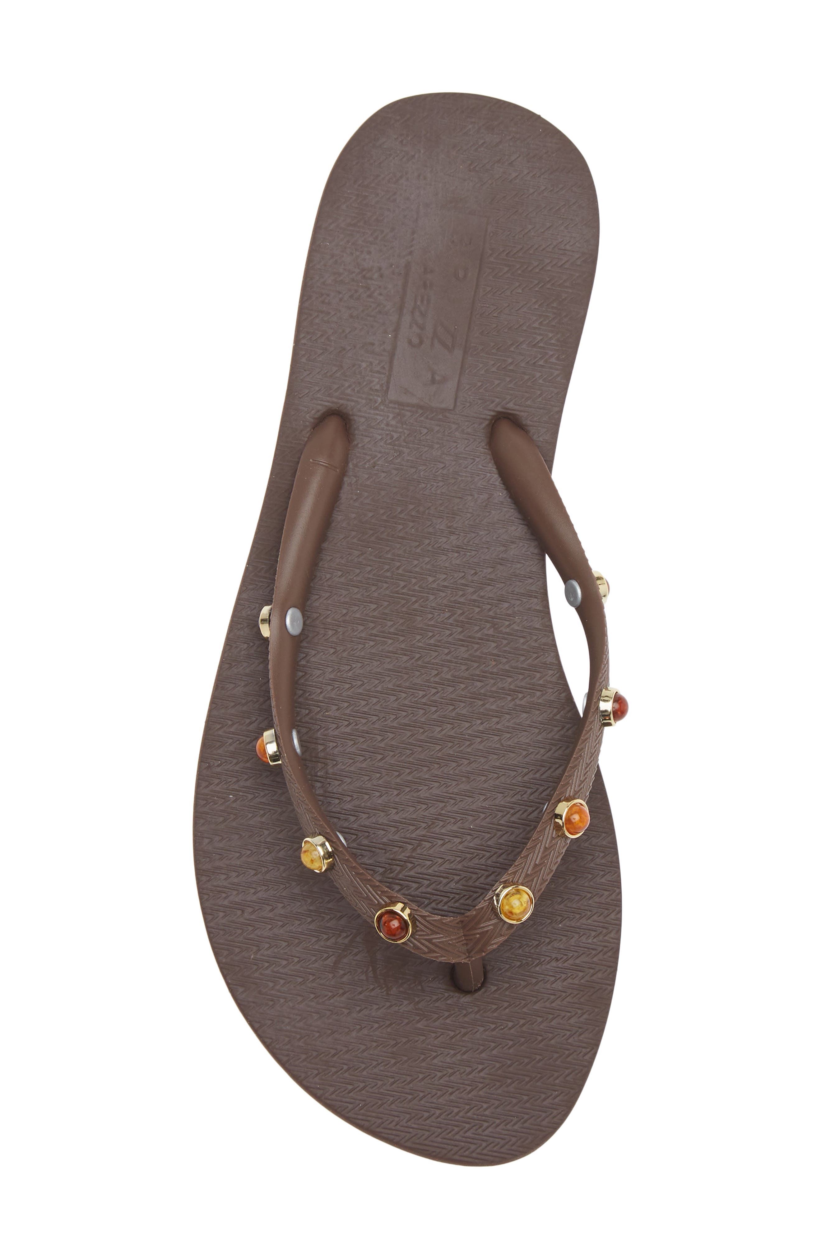 Stone Embellished Flip Flop, Alternate, color, CHOCOLATE
