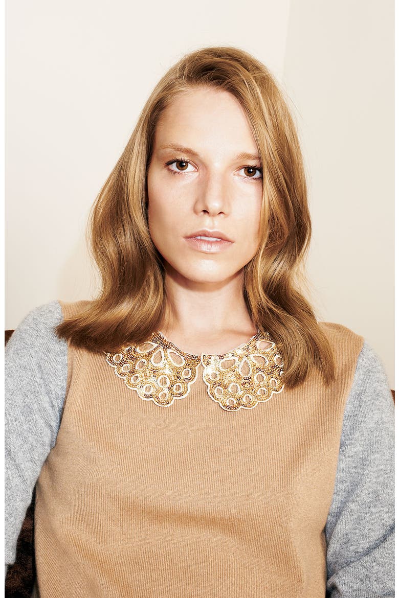 'Lacy Lady' Collar Necklace, Alternate, color, BLACK