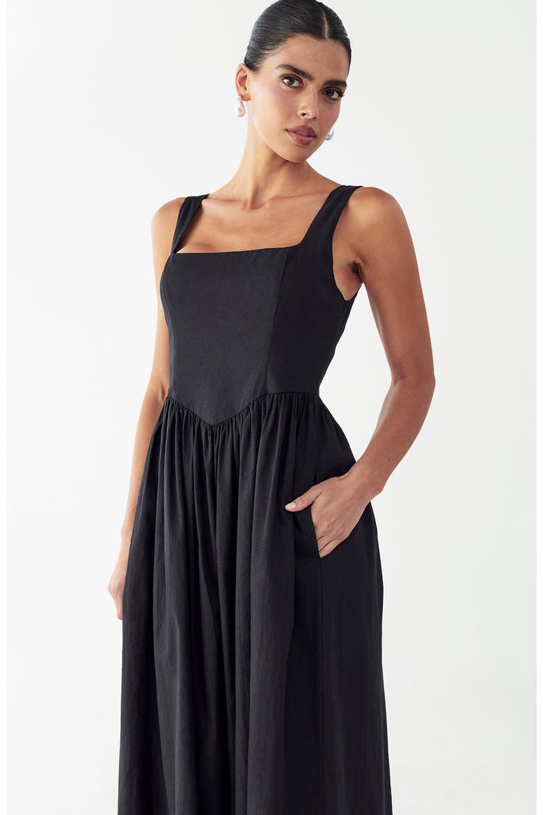 Lyla Midi Dress, Alternate, color, Black