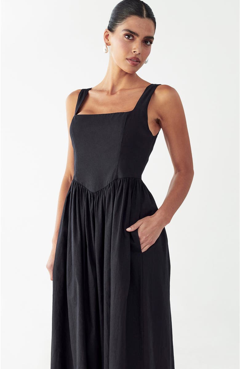 WILLA Lyla Midi Dress, Alternate, color, Black