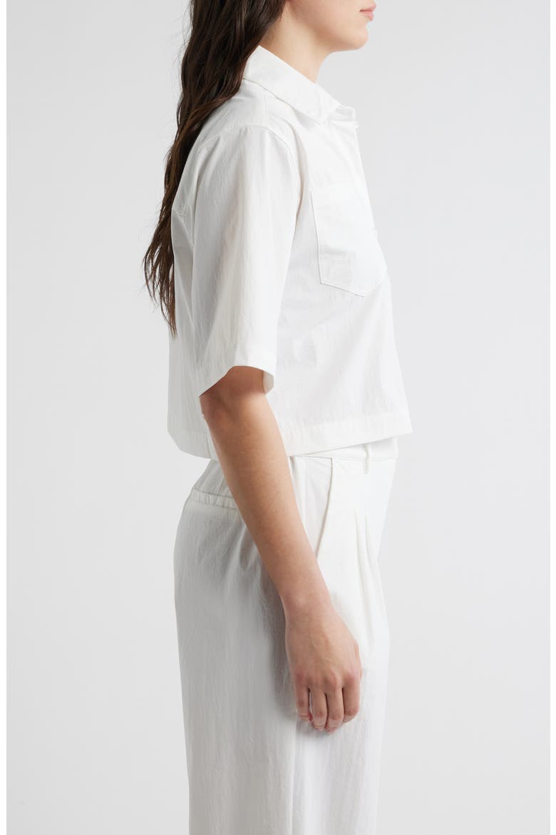 Crop Button-Up Shirt, Alternate, color, BRIGHT WHITE