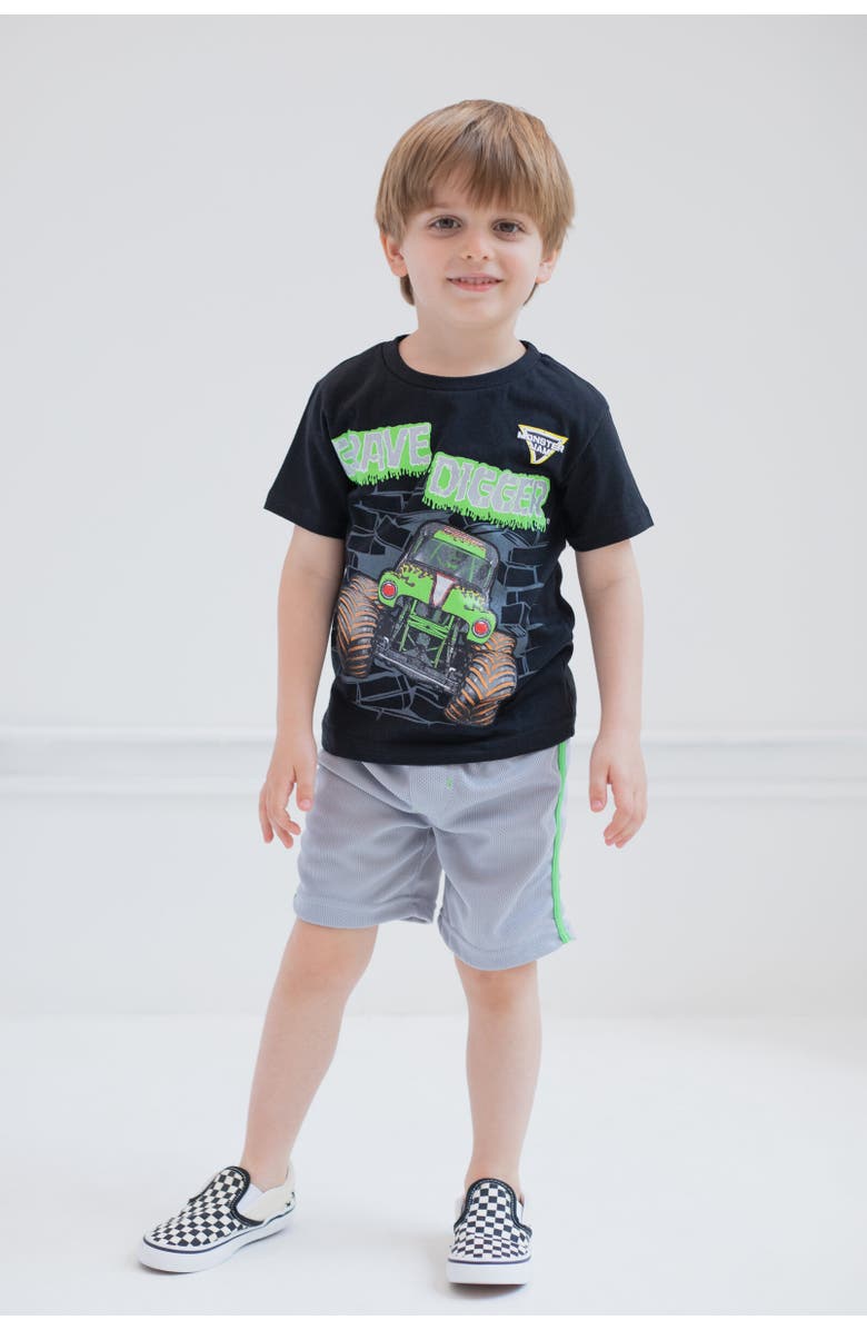 Monster Jam T-Shirt & Mesh Shorts Set, Alternate, color, Black / Gray