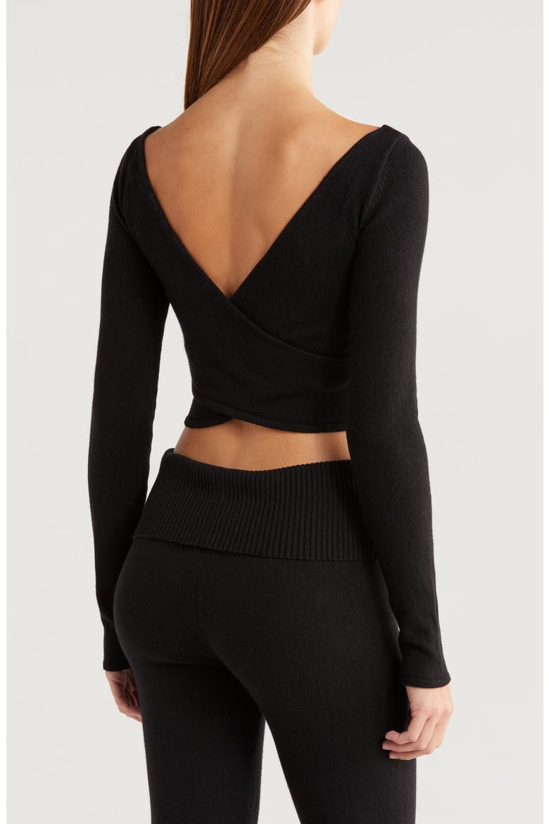 Cross Back Crop Sweater, Alternate, color, BLACK