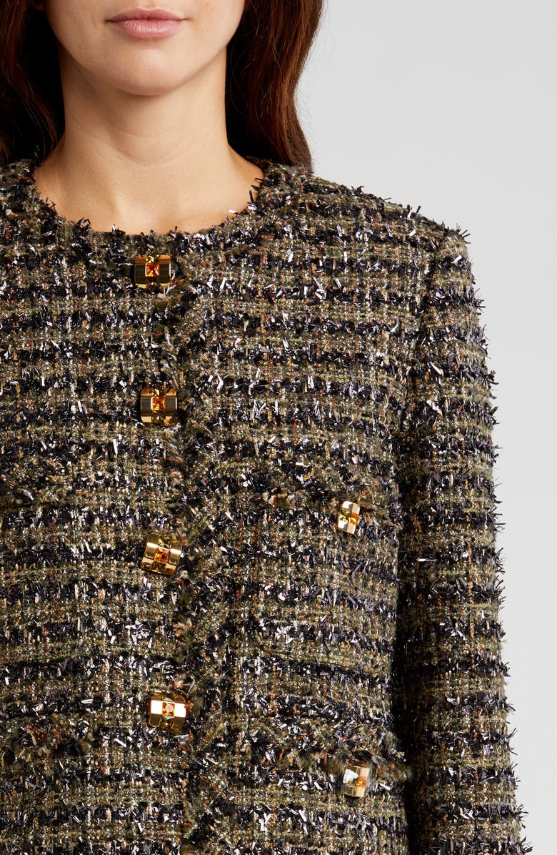 ST. JOHN Metallic Eyelash Tweed Jacket, Alternate, color, Cypress Multi