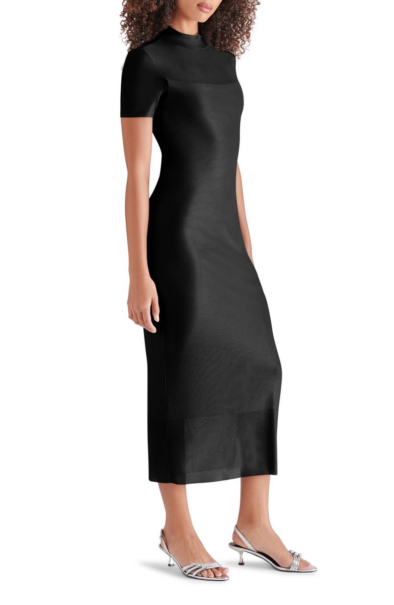 Steve Madden Viv Solid Mesh Midi Dress, Alternate, color, Black