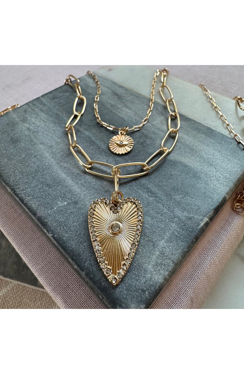 Erin McDermott Jewelry Sunbeam Heart Duo Necklace, Alternate, color, Gold