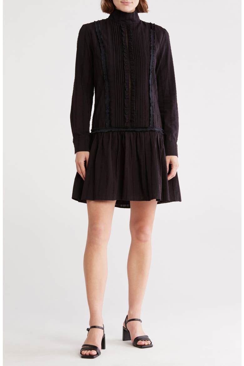 Sara Dropwaist Long Sleeve Dress, Main, color, BLACK