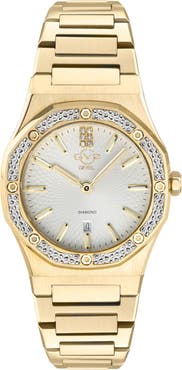 GV2 Palmanova Diamond Ion Plated Bracelet Watch, 33mm