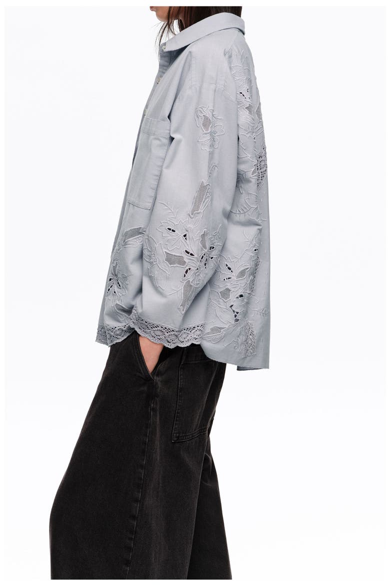 Straight-fit Shirt With Embroidery, Alternate, color, LIGHT BLUE